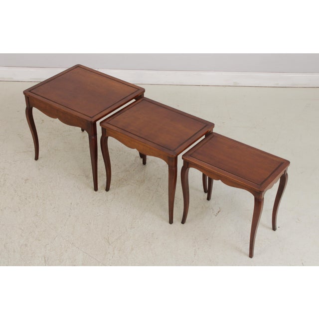 Brown Henredon Cherry French Style Nesting Tables For Sale - Image 8 of 16