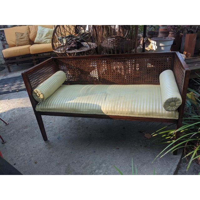 Mid Century Walnut CaneBack Settee Bench Loveseat Chairish