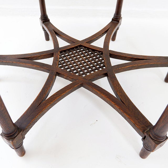 Star-Shaped Hexagonal Pedestal or Side Table in Oak with Trellis Frame For Sale - Image 4 of 16