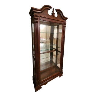 1980s Wooden Curio With Interior Lighting For Sale