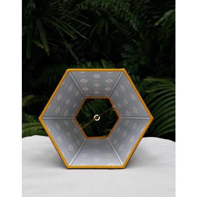 Green Foulard French Country Lampshade Small Clip on Hexagon Handmade For Sale - Image 9 of 12
