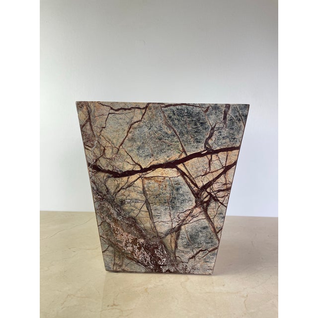 Late 20th Century Late 20th Century Post Modern Rainforest Marble Tapered Waste Basket For Sale - Image 5 of 10