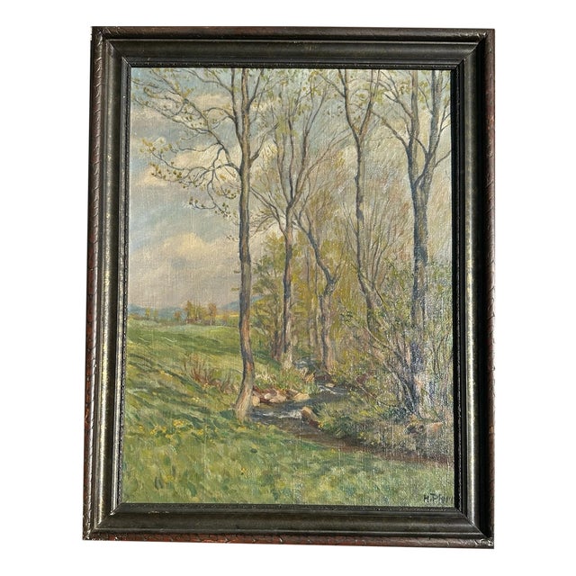 Heinrich Pforr, Spring Trail: Footpath from Lautenbach to Uengsterode, Oil Painting on Canvas, Framed For Sale