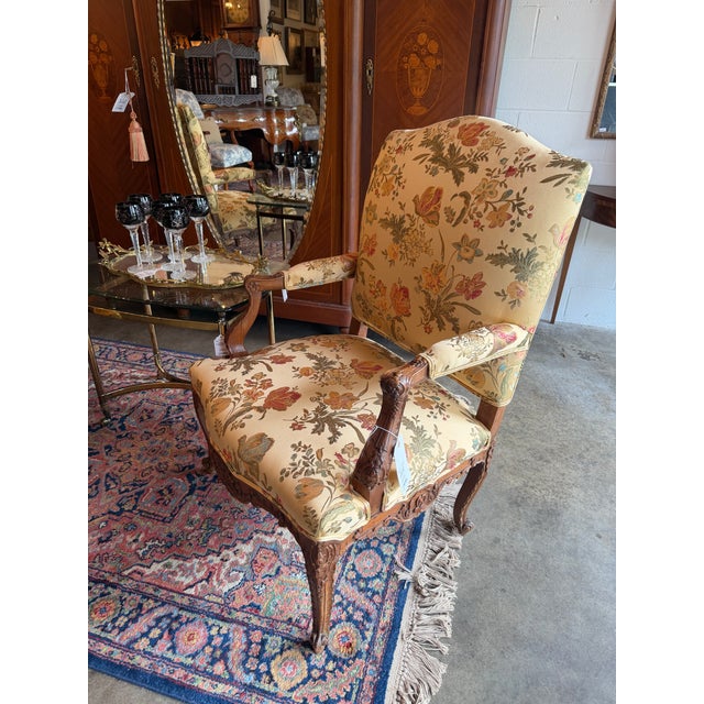 Wood Pair of Antique French Louis XV Carved Walnut Bergère Armchairs For Sale - Image 7 of 11