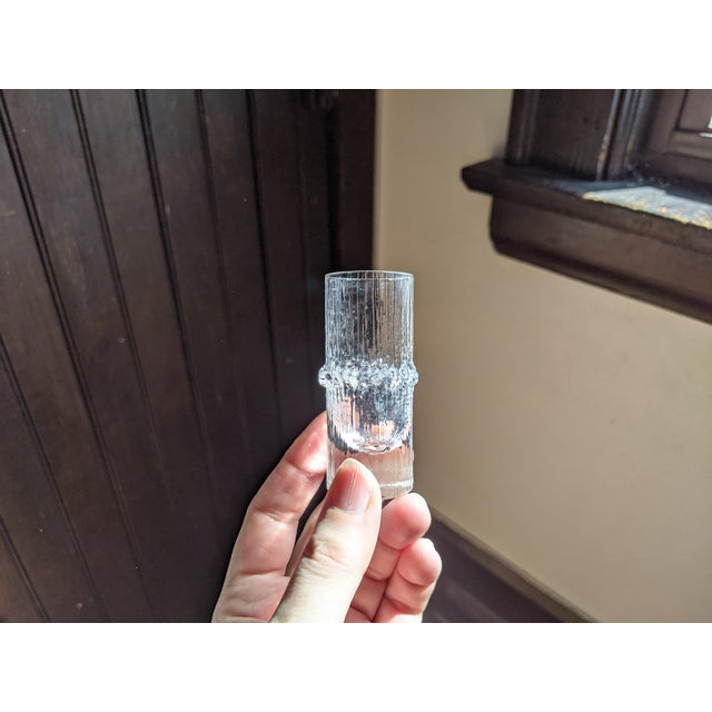 Mid-Century Modern Late 20th Century Seven (7) Iittala "Niva" Textured Icicle Cordial Shot Glasses Designed by Tapio Wirkkala For Sale - Image 3 of 9
