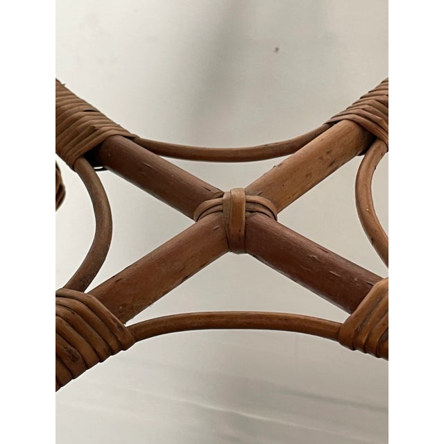1980s 1980s Bamboo and Wicker Stool Style of Tony Paul and Franco Albini For Sale - Image 5 of 11