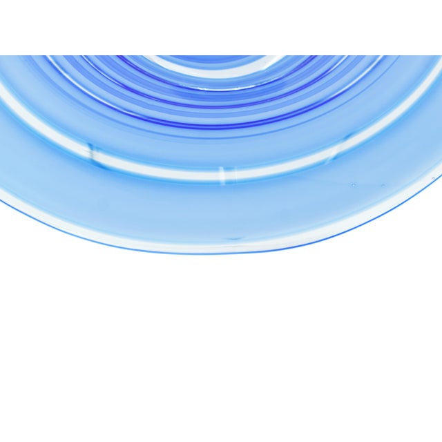 Mid 20th Century Mid Century Modern Hand Blown Blue Swirl Glass Centerpiece Dish Venetian Art Signed For Sale - Image 6 of 8