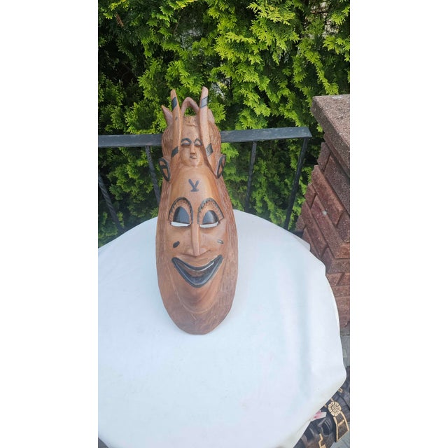 Wood Vintage Wooden African Mask, 1960s For Sale - Image 7 of 10