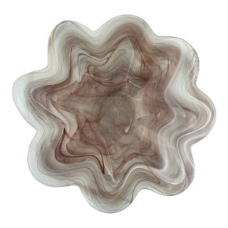 1980s Vintage Swirled Art Glass Lotus Bowl For Sale
