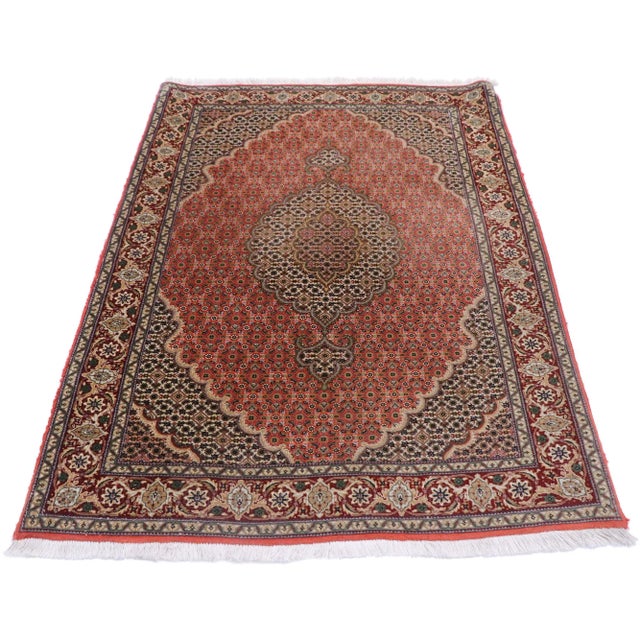 Victorian Vintage Persian Mahi Tabriz Rug - 03'04 X 04'09 For Sale - Image 3 of 9