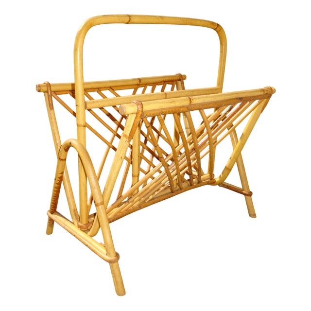 Vintage Rattan Magazine Holder For Sale