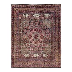 Antique Kerman Handmade Allover Floral Designed Wool Rug