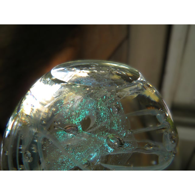 Vintage Signed Stunning Bullicante & Iridescent Art Glass Paperweight For Sale In Wichita - Image 6 of 17