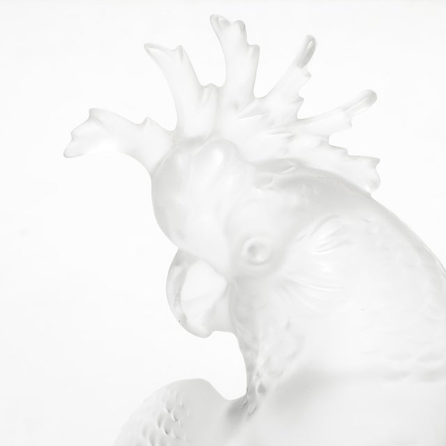 Lalique Mid-Century Modernist Sculptural Crystal Cockatiel Sculpture Signed Lalique For Sale - Image 4 of 18