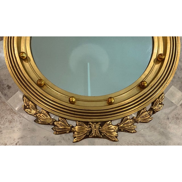 Vintage Large Scale American Federal Revival Giltwood Eagle Crest Round Mirror For Sale - Image 12 of 17