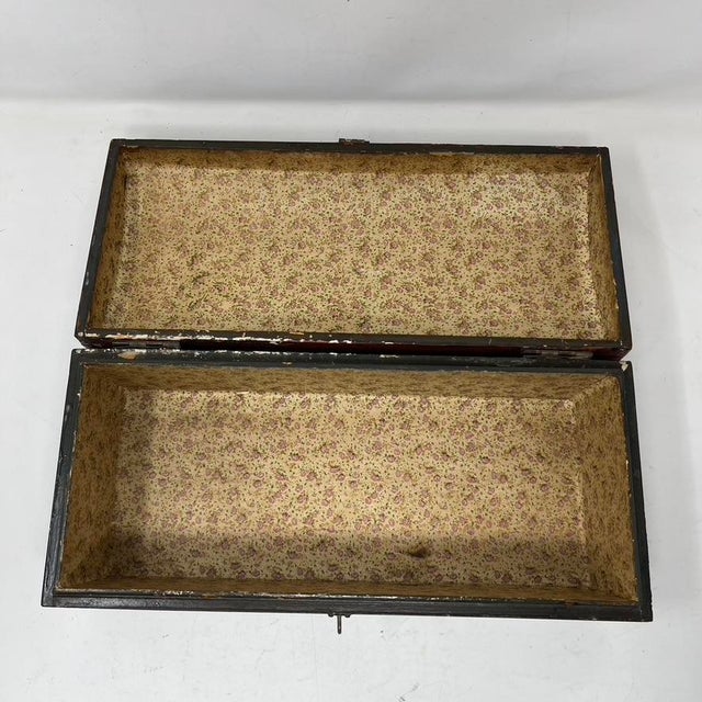 19th Century Folk Art Hand Painted Dome Topped Document Box For Sale - Image 6 of 11