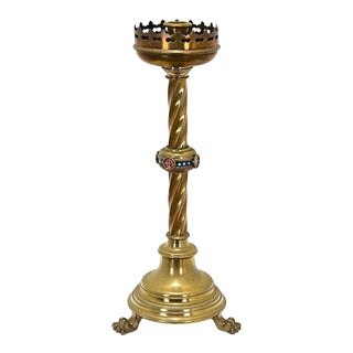 French 19th Century Solid Brass Altar Candlestick For Sale