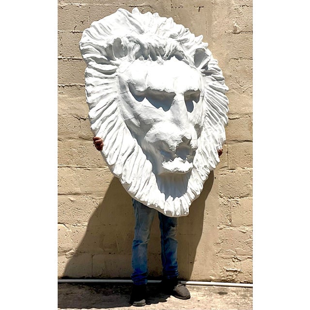 Add a regal touch to your space with our Vintage Boho Monumental Painted Leather Lion's Head. This stunning piece combines...