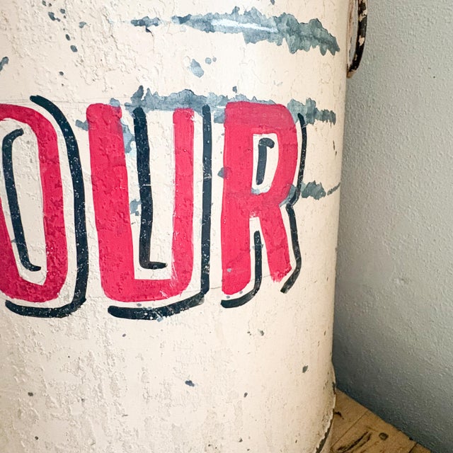 Antique Metal Flour Tin With Hand Painted Lettering For Sale - Image 4 of 12