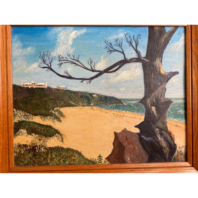 Charming vintage painting of the Bahamas. Oil on panel measures 16” x 20”. With the nice original oak frame, measures 21”...