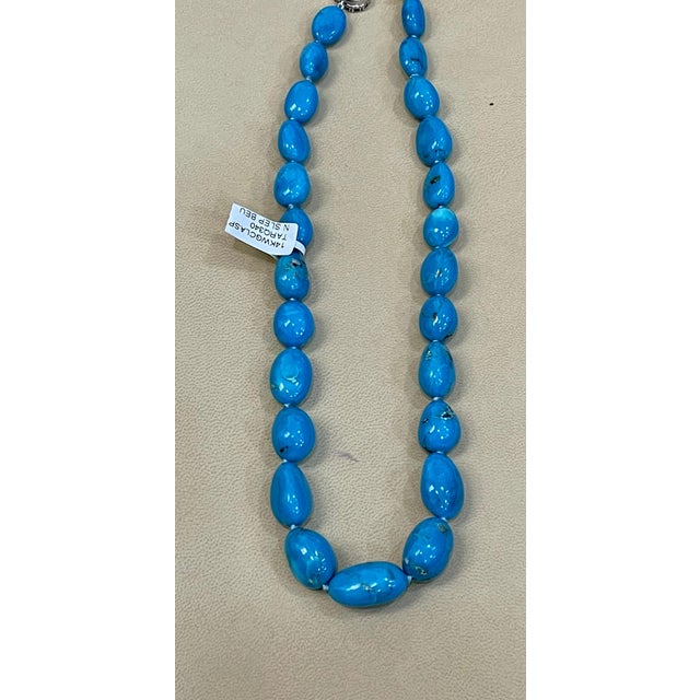340 Carat Natural Sleeping Beauty Turquoise Necklace Single-Strand 14 Karat Gold For Sale - Image 9 of 18