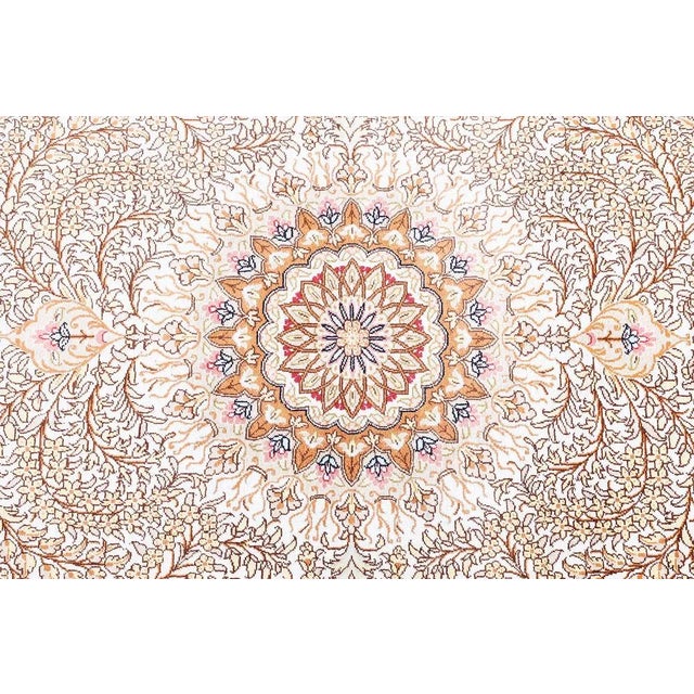 Ghom Silk Rug in Beige For Sale - Image 3 of 13