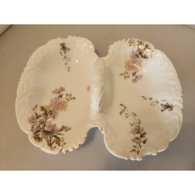 Antique Hand-Painted Porcelain Divided Relish with Handle Zeh Scherzer Deer-Tree Germany Mark, (1882-1918) For Sale - Image 13 of 13