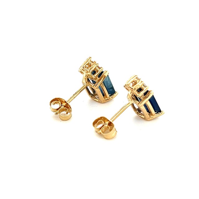Natural Sapphire Diamond Earrings 14k Gold 2.14 TCW Certified $2,950 121247 This is a Unique Custom Made Glamorous Piece...