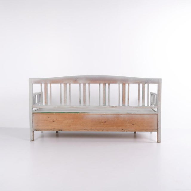 Antique Swedish Bench in Grey Painted Pine, 1860s For Sale - Image 4 of 12