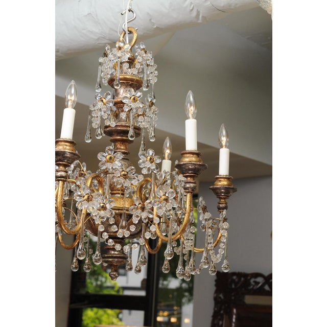 1930s Genovese Two-Tone Giltwood & Crystal Chandelier, Italy For Sale - Image 10 of 17