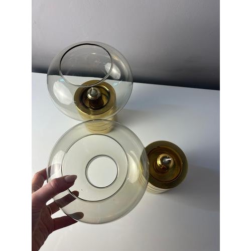 Brass and Smoked Glass Candlestick from Föhl For Sale - Image 5 of 11