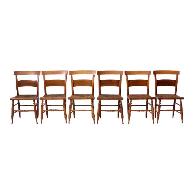Antique Rush Seat Dining Chairs Set of 6 For Sale
