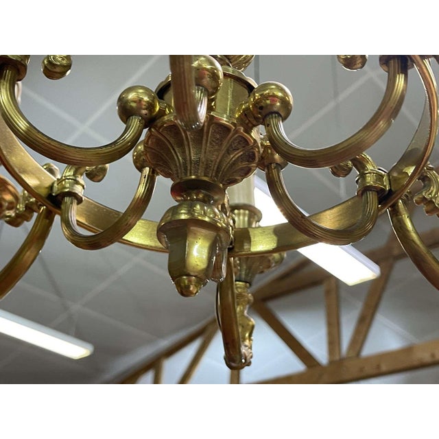 Bronze Chandelier with 6 Lights, 1950s For Sale - Image 4 of 8