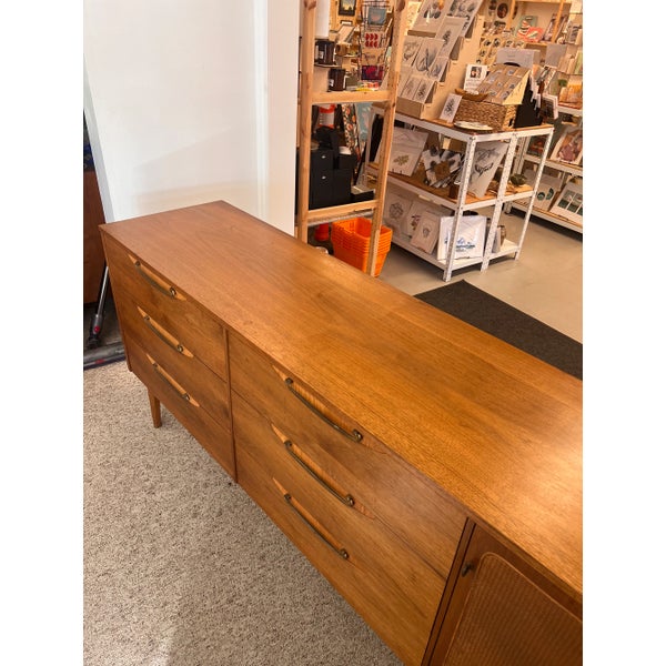 1950s Vintage Mid Century Modern Solid Walnut Dresser With Six