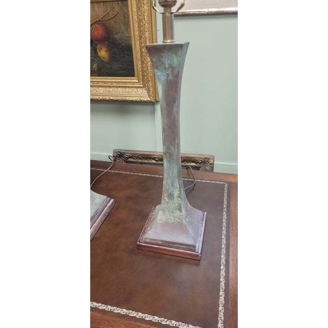 Wood 1980s Bronze Moden Table Lamps - a Pair For Sale - Image 7 of 8