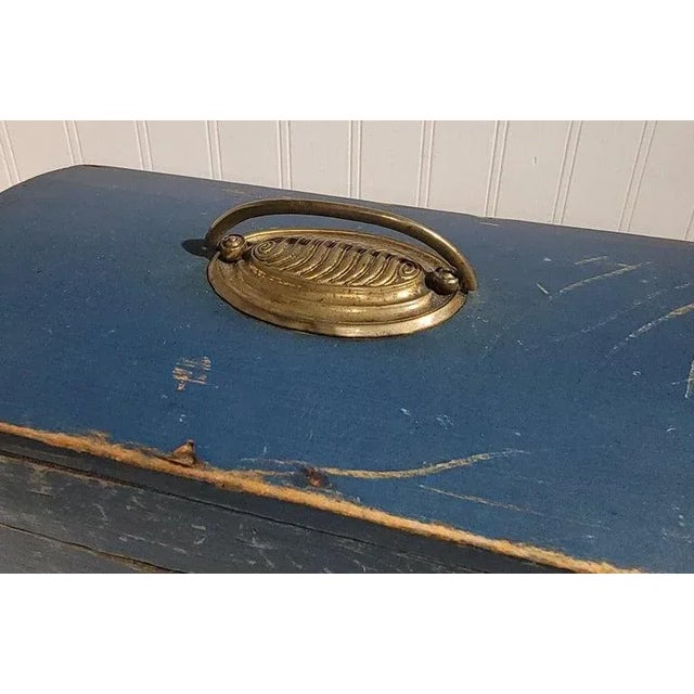 19th Century Early 19Thc Original Blue Painted Mini -Dome Top Box For Sale - Image 5 of 7