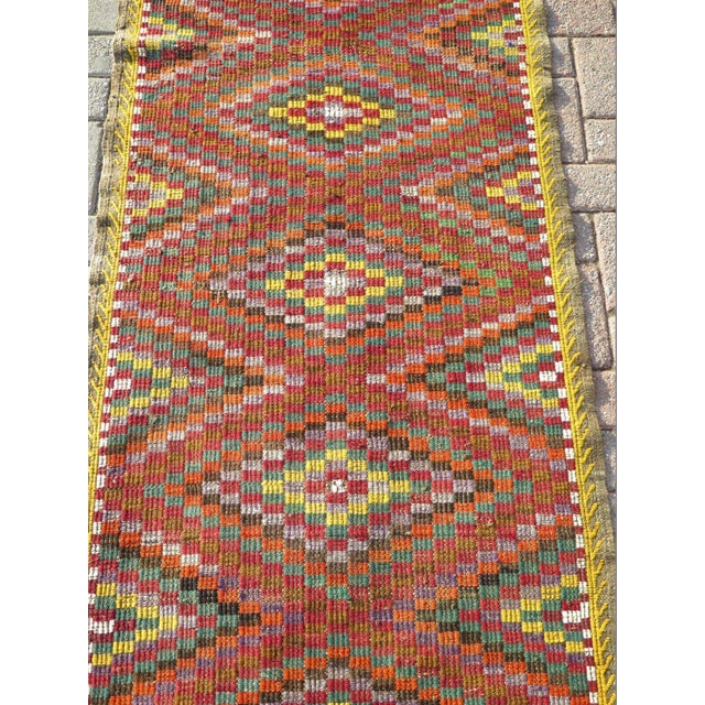 1960s Vintage Embroidered Kilim Runner - 33"x93" For Sale - Image 5 of 13