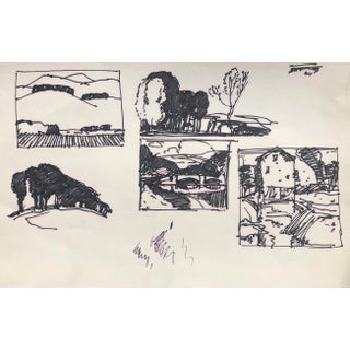 1950s Norman Kent Landscape Study Drawing For Sale