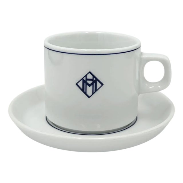 Vintage Le Martinez Hotel Cannes Cup & Saucer French Riviera For Sale