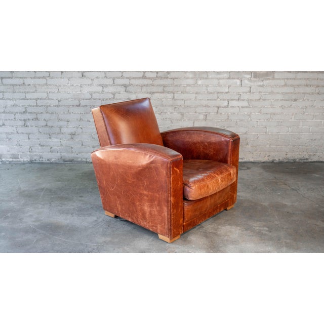 Animal Skin Vintage Art Deco Cognac Leather Club Chair For Sale - Image 7 of 17