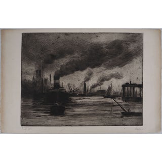 Maximilien Luce, View of the Port of Rotterdam, 1890-1895, Original Etching For Sale