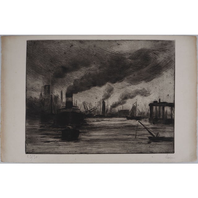 Maximilien Luce, View of the Port of Rotterdam, 1890-1895, Original Etching For Sale