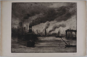 Maximilien Luce, View of the Port of Rotterdam, 1890-1895, Original Etching