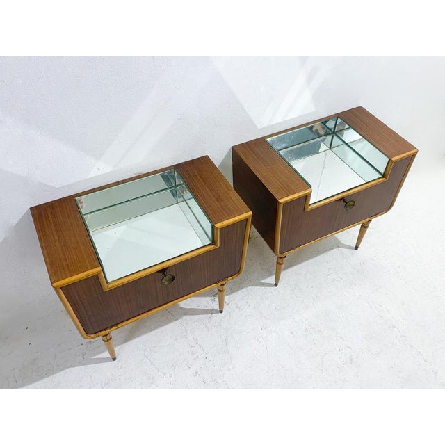 Italian Nightstand in the Style of Borsani, Italy, 1950s, Set of 2 For Sale - Image 6 of 11