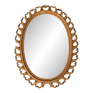 Vintage 1964 Syroco Oval Mirror With Gold Rococo Frame, Hollywood Regency Wall Decor For Sale