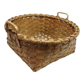 1910s Country Hand Woven Splint Basket For Sale