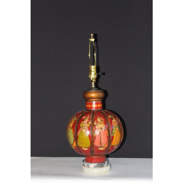 Early 20th Century Early 20th Century Bombay Style Hand Decorated Lamp For Sale - Image 5 of 10