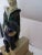 Elegant chalkware lamp and original fabric shade. Dated 1950 and signed Continental Art Co. 18" to finial 27" with shade...