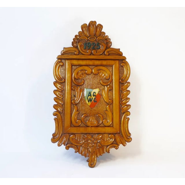 Antique German Floral Hand Carved Wooden Wall Cabinet, 1925 For Sale - Image 10 of 10