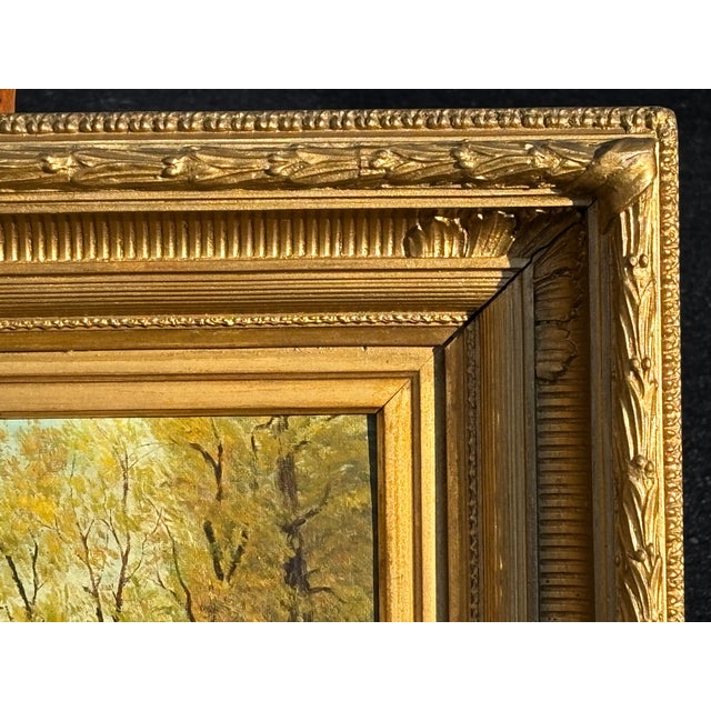 Gold Exceptional + Original 19th C. English School Oil on Canvas in Bold Gilt Frame For Sale - Image 8 of 11